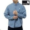�����ϡ��� ��� Ĺµ����� ������ CARHARTT WIP �ܥ�������� �ǥ˥ॷ��� LONG SLEEVE LUCAS SHIRT BLUE BLEACHED I034525 0135