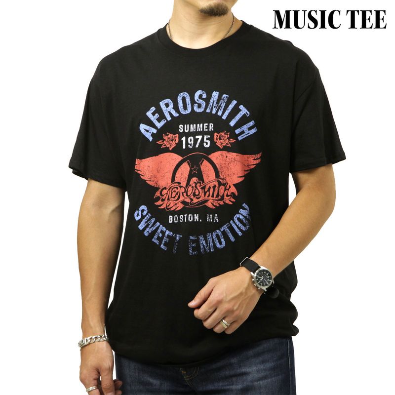 �ߥ塼���å��ƥ� ��� �Х��T����� ������ MUSIC TEE Ⱦµ ���å�T����� ���������ߥ� ���������ȡ����⡼����� AEROSMITH EMOTION BLACK