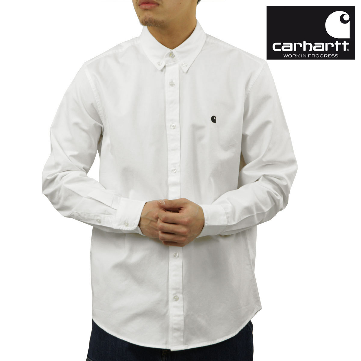�����ϡ��� ��� Ĺµ����� ������ CARHARTT WIP �ܥ�������� �����奢�륷��� LONG SLEEVE MADISON SHIRT WHITE / BLACK I023339 00AXX