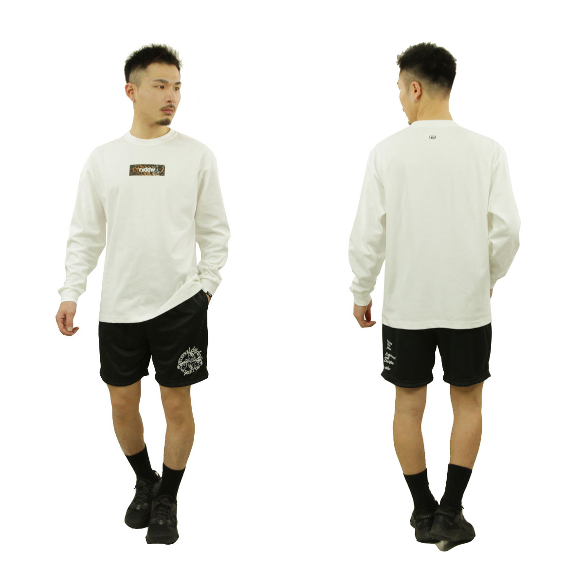��С����� ��� ĹµT����� ��������Ź REVERSAL ���롼�ͥå� �����С������� ���� LEOPARD BOX LOGO OVER SIZE LONG SLEEVE rv23aw101 WH WHITE A06B B1C C1D D2E E01F