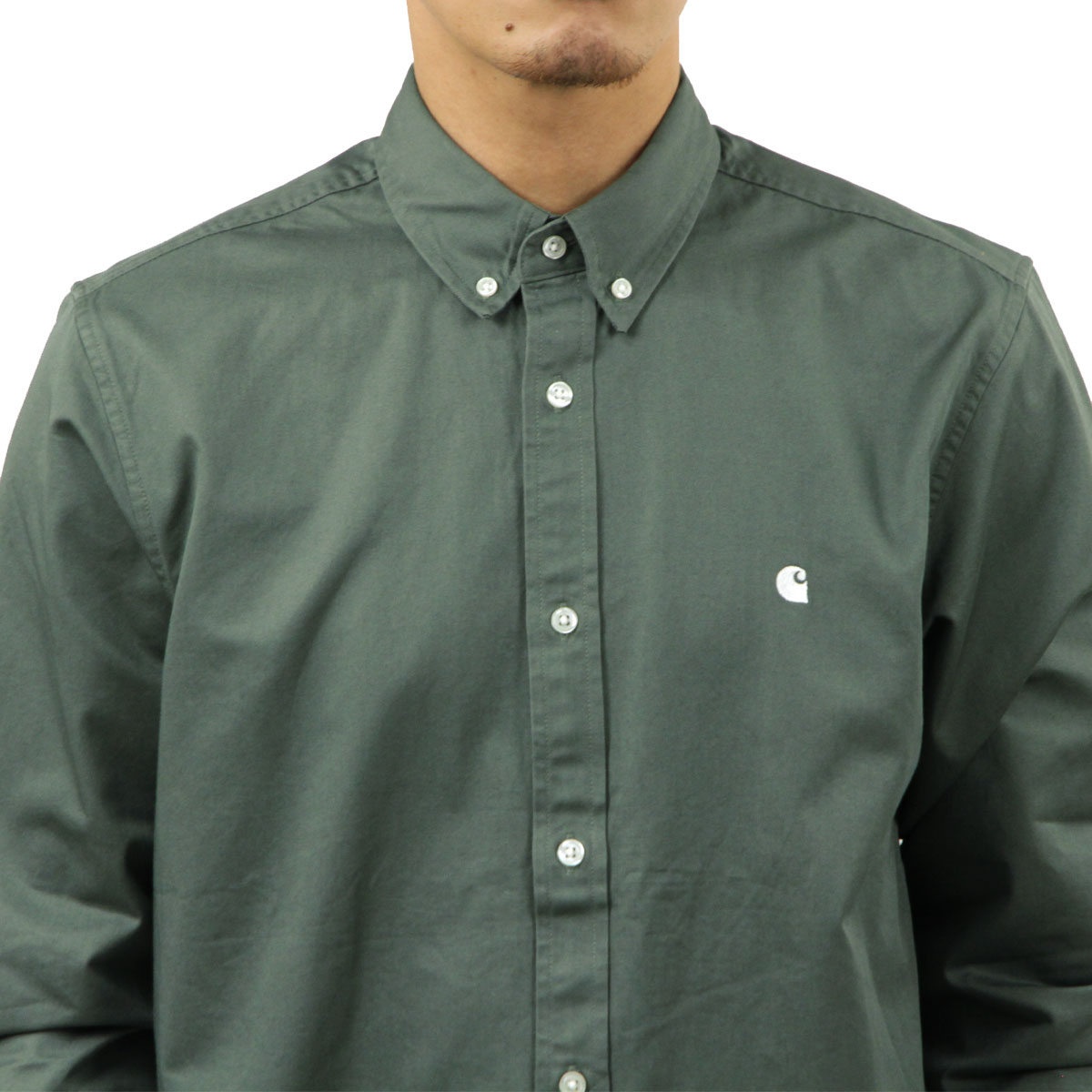 �����ϡ��� ��� Ĺµ����� ������ CARHARTT WIP �ܥ�������� �����奢�륷��� LONG SLEEVE MADISON SHIRT VELVET GREEN / WHITE I023339 3HLXX