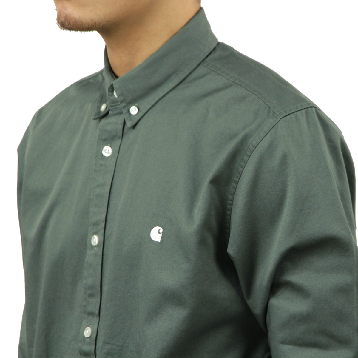 �����ϡ��� ��� Ĺµ����� ������ CARHARTT WIP �ܥ�������� �����奢�륷��� LONG SLEEVE MADISON SHIRT VELVET GREEN / WHITE I023339 3HLXX
