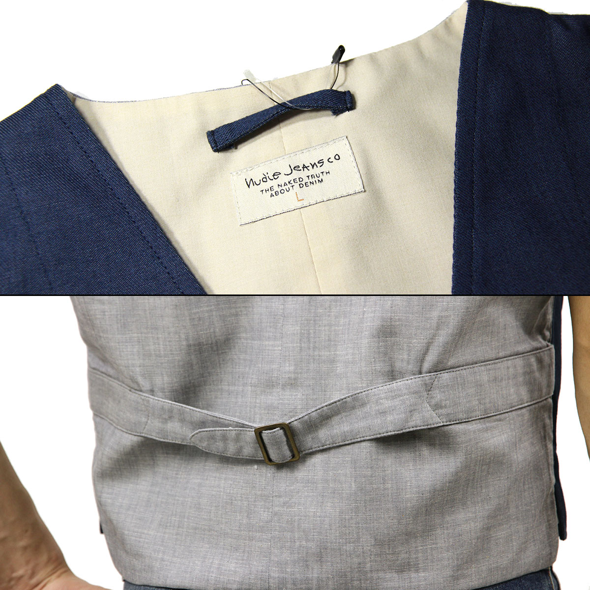 �̡��ǥ��������� Nudie Jeans ��������Ź ��� ���� Eino WaistCoat 160284 Blue on Grey A62B B1C C1D D0E E07F