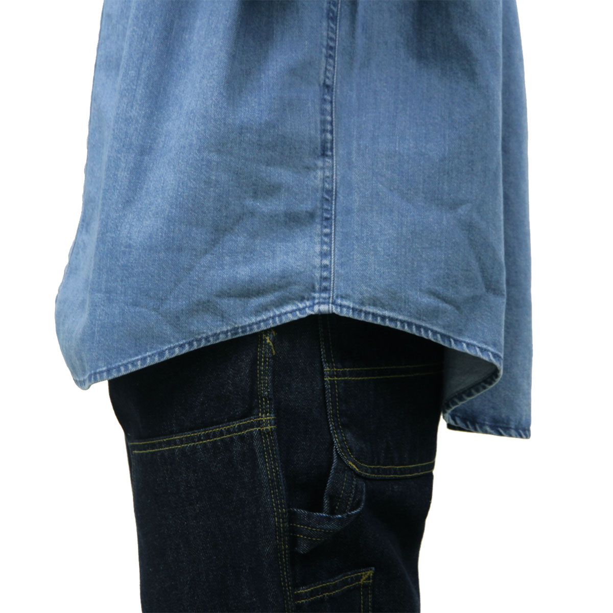 �����ϡ��� ��� Ĺµ����� ������ CARHARTT WIP �ܥ�������� �ǥ˥ॷ��� LONG SLEEVE LUCAS SHIRT BLUE STONE WASHED I034525 0106