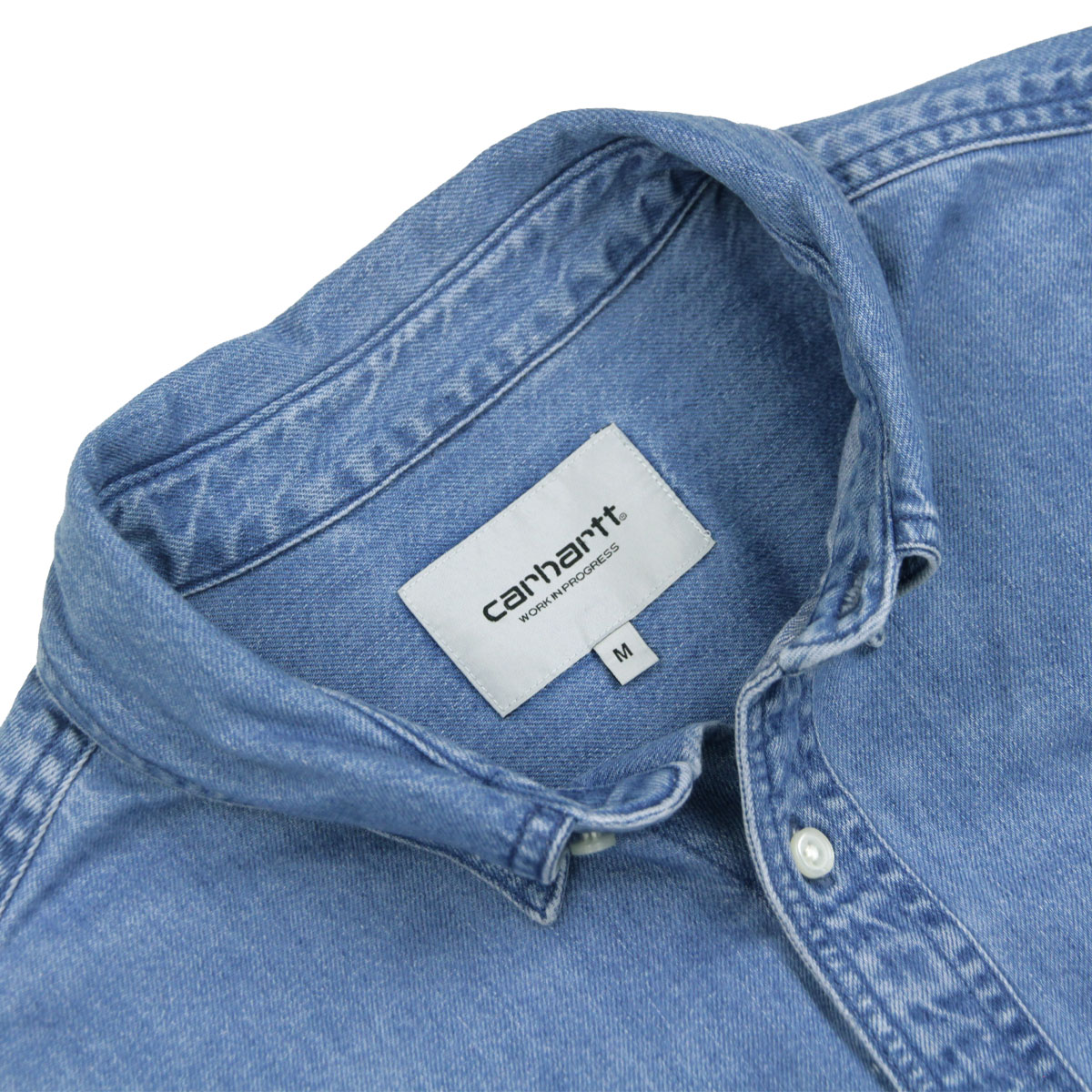 �����ϡ��� ��� Ĺµ����� ������ CARHARTT WIP �ܥ�������� �ǥ˥ॷ��� LONG SLEEVE LUCAS SHIRT BLUE STONE WASHED I034525 0106