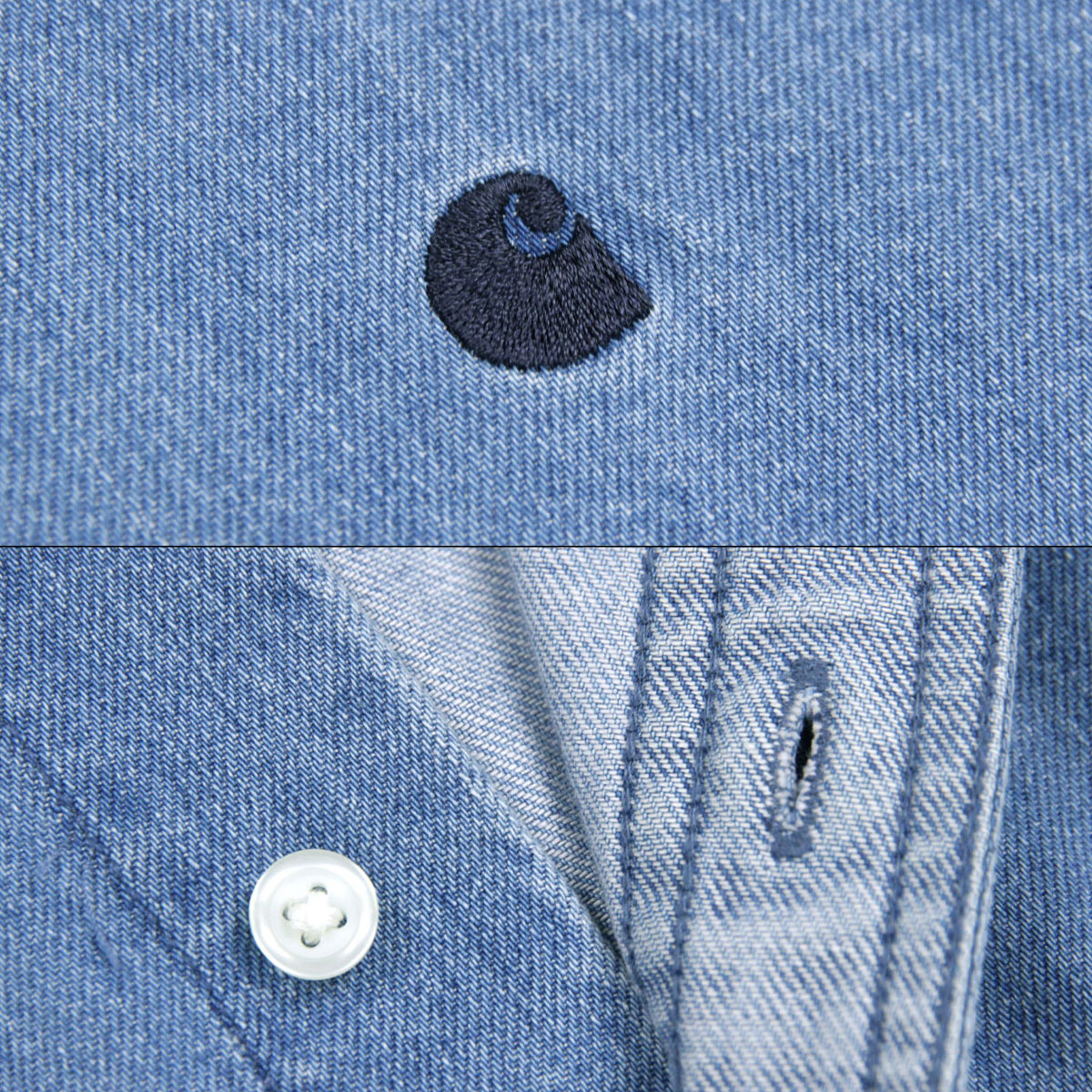 �����ϡ��� ��� Ĺµ����� ������ CARHARTT WIP �ܥ�������� �ǥ˥ॷ��� LONG SLEEVE LUCAS SHIRT BLUE STONE WASHED I034525 0106