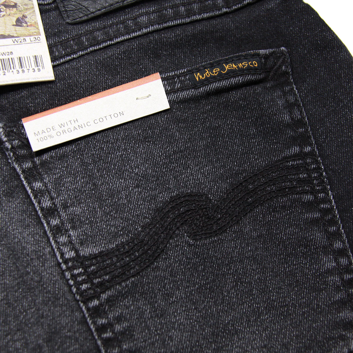 ̡ǥ ˡ  Ź Nudie Jeans ܥȥॹ ѥ SKINNY LIN DENIM JEANS WORN BLACK 848 1131490 A62B B1C C2D D1E E13F