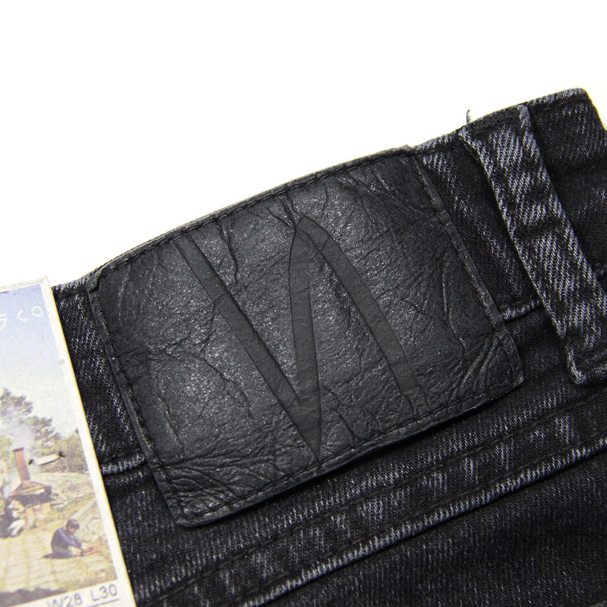 ̡ǥ ˡ  Ź Nudie Jeans ܥȥॹ ѥ SKINNY LIN DENIM JEANS WORN BLACK 848 1131490 A62B B1C C2D D1E E13F