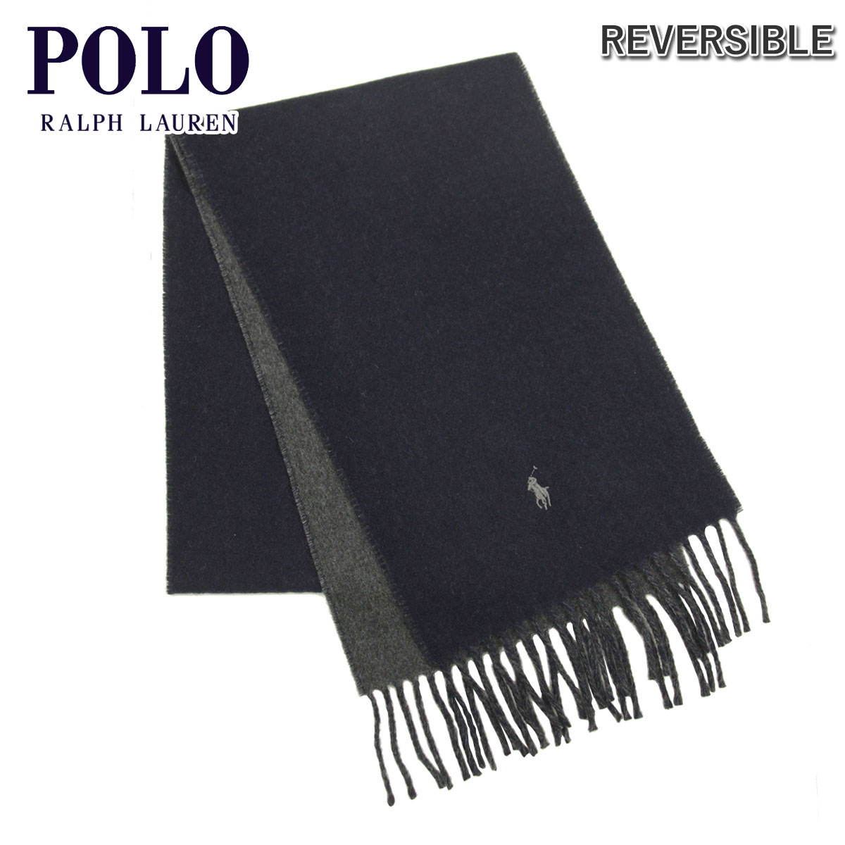 �ݥ� ���ե������ �ޥե顼 ��� ��ǥ����� ������ POLO RALPH LAUREN �˥å� �ޥե顼 CLASSIC REVERSIBLE SCARF PC0455 411 NAVY/CHARCOAL A05B B3C C3D D7E E06F