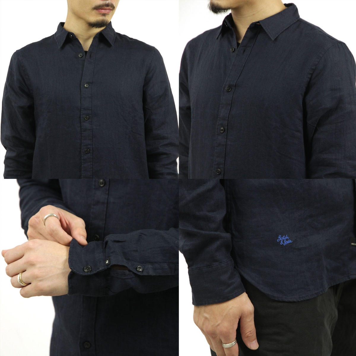 �����å�����ɥ����� ��� Ĺµ����� ��������Ź SCOTCH��SODA �ܥ�������� ��ͥ󥷥�� CLASSIC LINEN SHIRT 162324 0002 NIGHT
