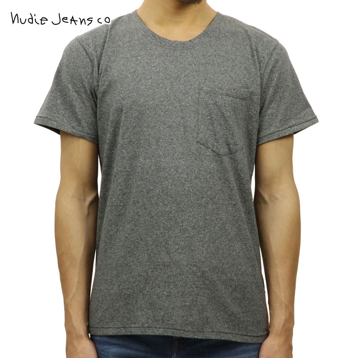 ̡ǥ T Ź Nudie Jeans ȾµT  Roundneck Pocket Tee Organic Melange 131244 Dark Grey A62B B1C C1D D1E E02F