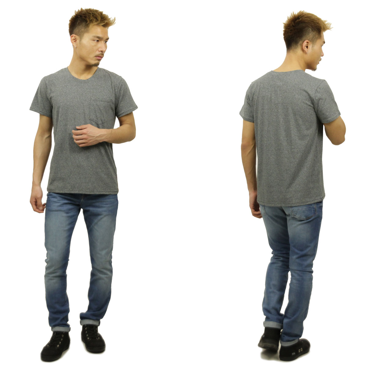 ̡ǥ T Ź Nudie Jeans ȾµT  Roundneck Pocket Tee Organic Melange 131244 Dark Grey A62B B1C C1D D1E E02F