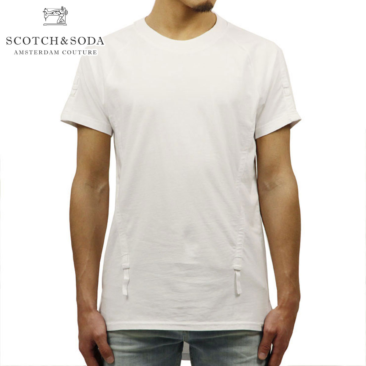 åɥ T Ź SCOTCHSODA ȾµT  GARMENT DYED CREWNECK TEE IN STRETCH COTTON TWILL QUALITY 136515 0006 WHITE A39B B1C C1D D1E E01F