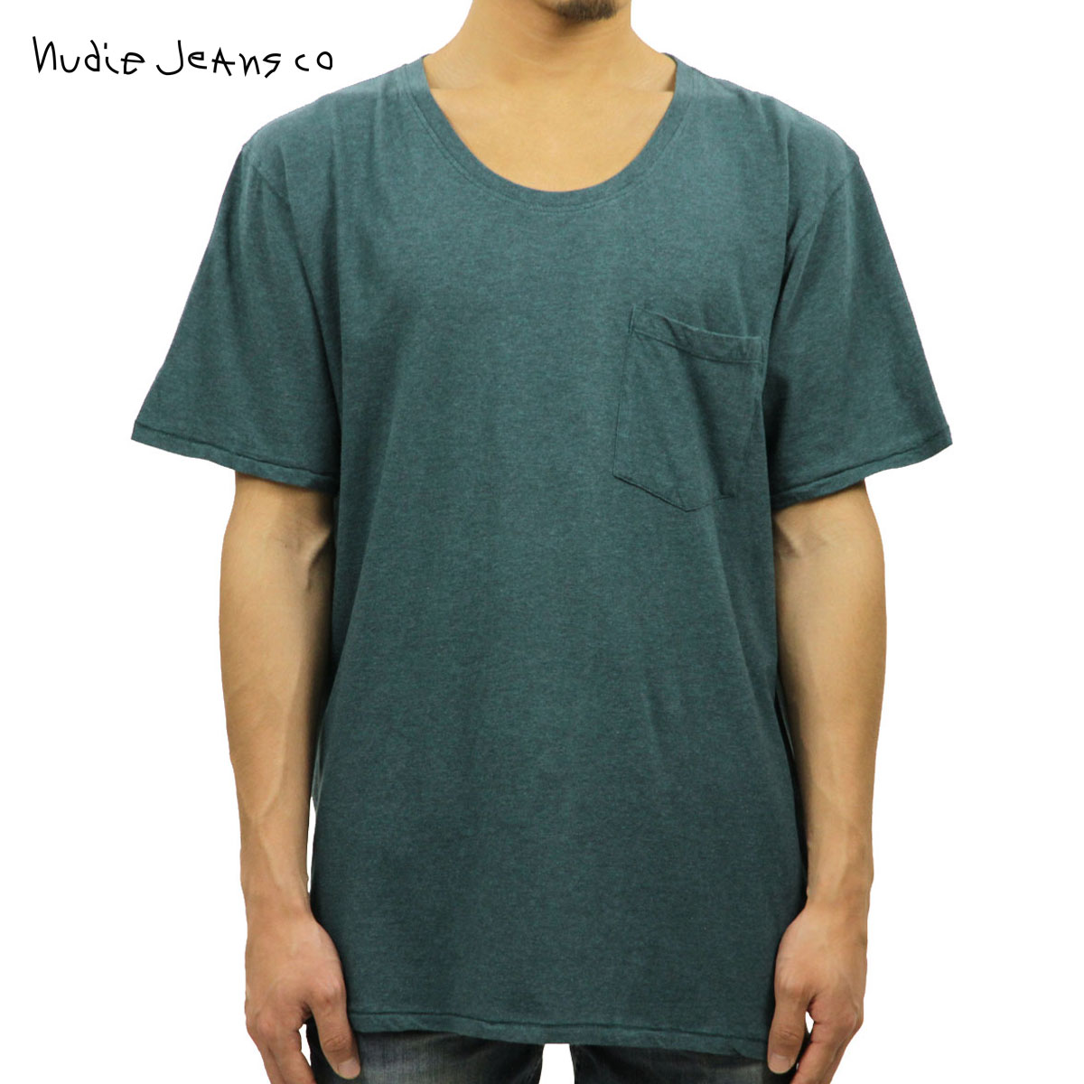 ̡ǥ T Ź Nudie Jeans ȾµT  Roundneck Pocket Tee Organic Melange 131244 Petrol A62B B1C C1D D1E E08F
