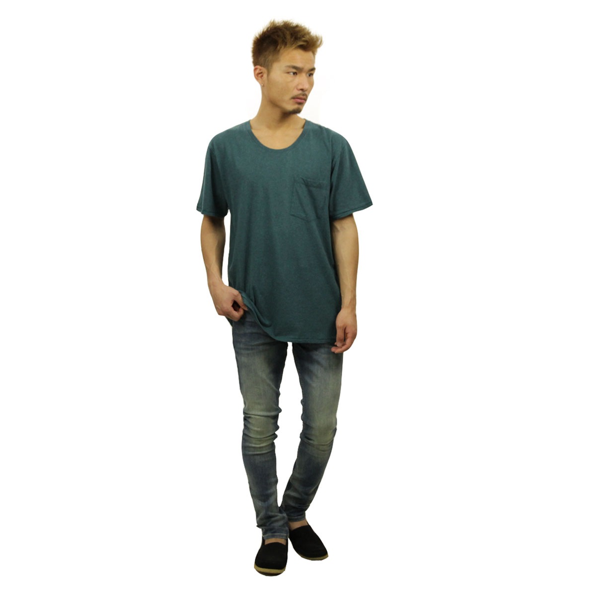 ̡ǥ T Ź Nudie Jeans ȾµT  Roundneck Pocket Tee Organic Melange 131244 Petrol A62B B1C C1D D1E E08F