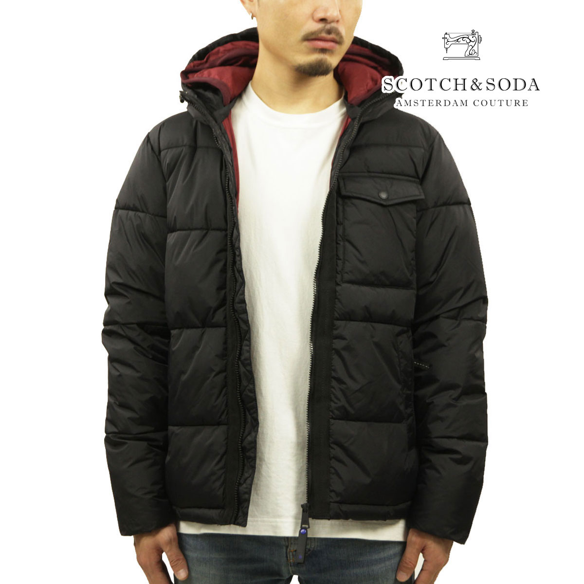 Scotch&Soda ダウンジャケット 黒 M 新品 スコッチ アンド ソーダ スコッチアンドソーダ パファージャケット メンズ 正規販売店