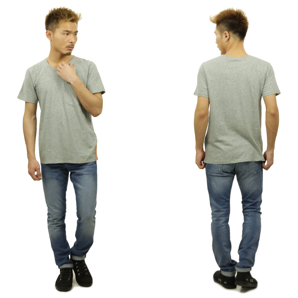 ̡ǥ T Ź Nudie Jeans ȾµT  Roundneck Pocket Tee Organic Melange 131244 Green/Greymel A62B B1C C1D D1E E08F