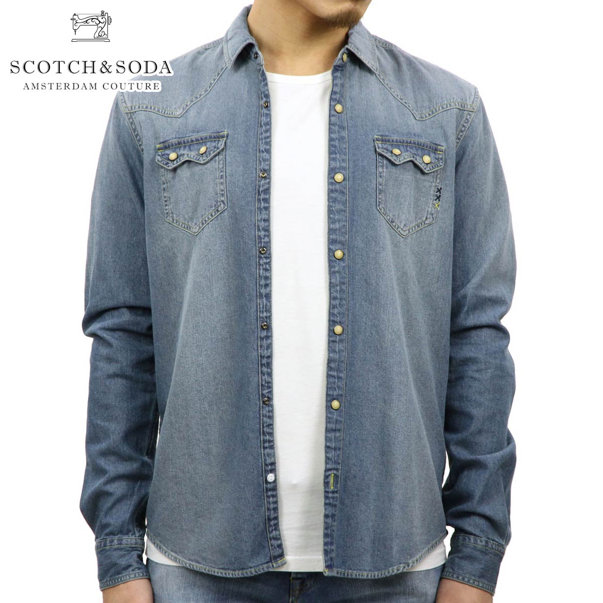スコッチアンドソーダ SCOTCH＆SODA 正規販売店 メンズ 長袖ウェスタンシャツ AMS BLAUW SAWTOOTH SHIRT IN SEASONAL WASHES 141265 90 51412 BLACK D クリスマス プレゼント ラッピング 1_000000021406.jpg?1766188608