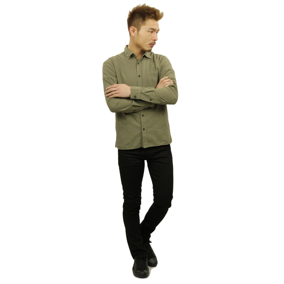 ̡ǥ   Ź Nudie Jeans Ĺµ   HENRY BATISTE GARMENT DYE SHIRT DESERT GREEN C11 140426 A62B B1C C1D D6E E08F