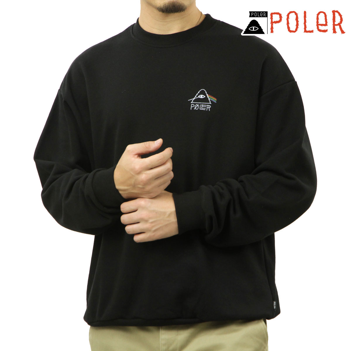 �ݡ��顼 ��� �������å� ��������Ź POLER ���롼�ͥå� ���� �ȥ졼�ʡ� PSYCHEDELIC LOGO CREW 253MCV0041 263MCV0050 - BLK BLACK A79B B1C C1D D5E E13F
