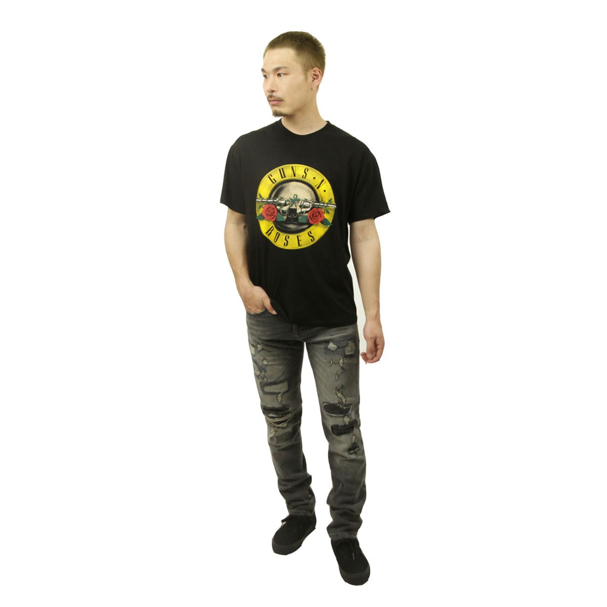 �ߥ塼���å��ƥ� ��� �Х��T����� ������ MUSIC TEE Ⱦµ ���å�T����ĥ��󥺡�����ɡ��������� ���� GUNS N`ROSES CLASSIC LOGO MUSIC ROCK TEE BLACK