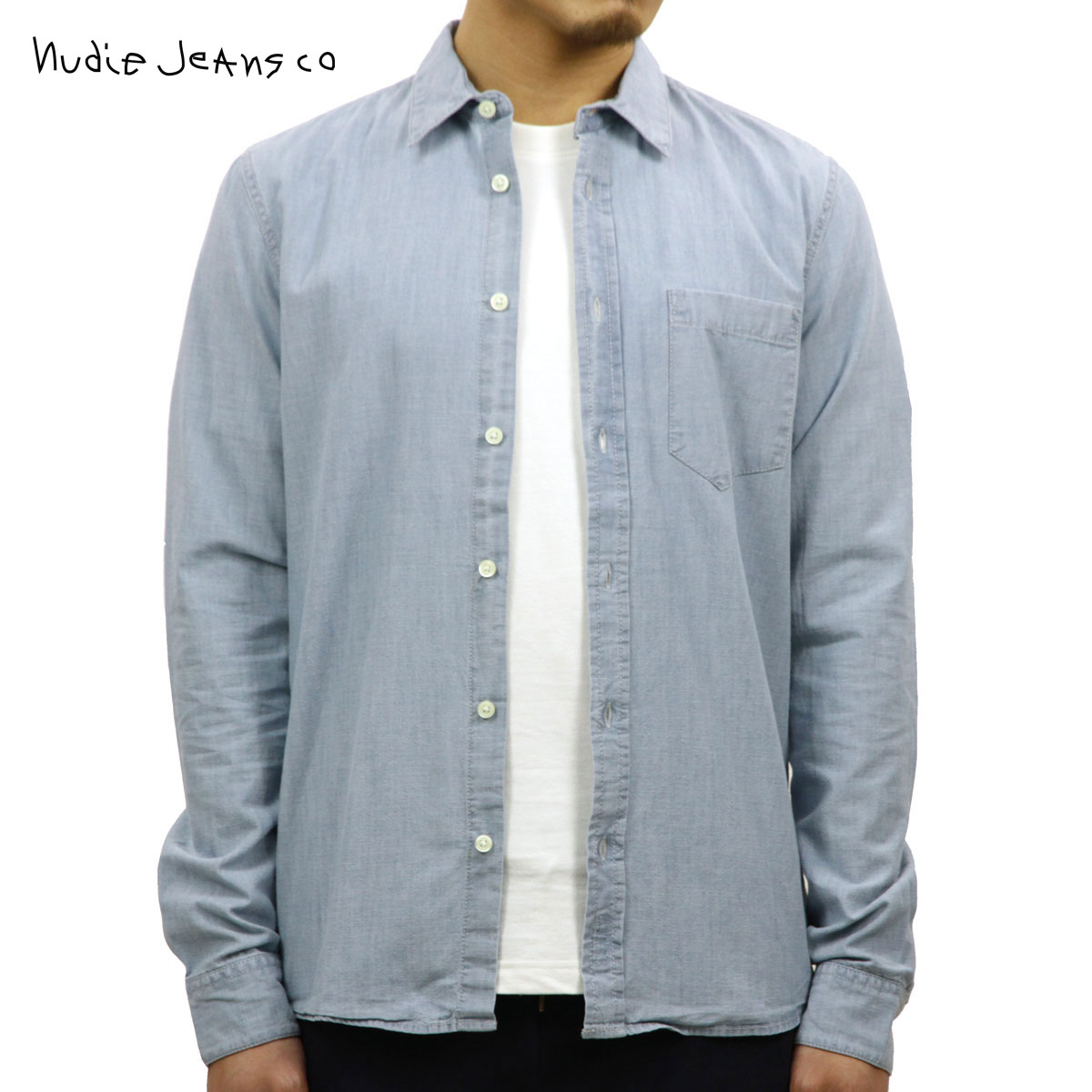 ̡ǥ Nudie Jeans Ź  Ĺµ֥졼 HENRY CHAMBRAY SHIRT INDIGO B21 140539 A62B B1C C1D D6E E07F