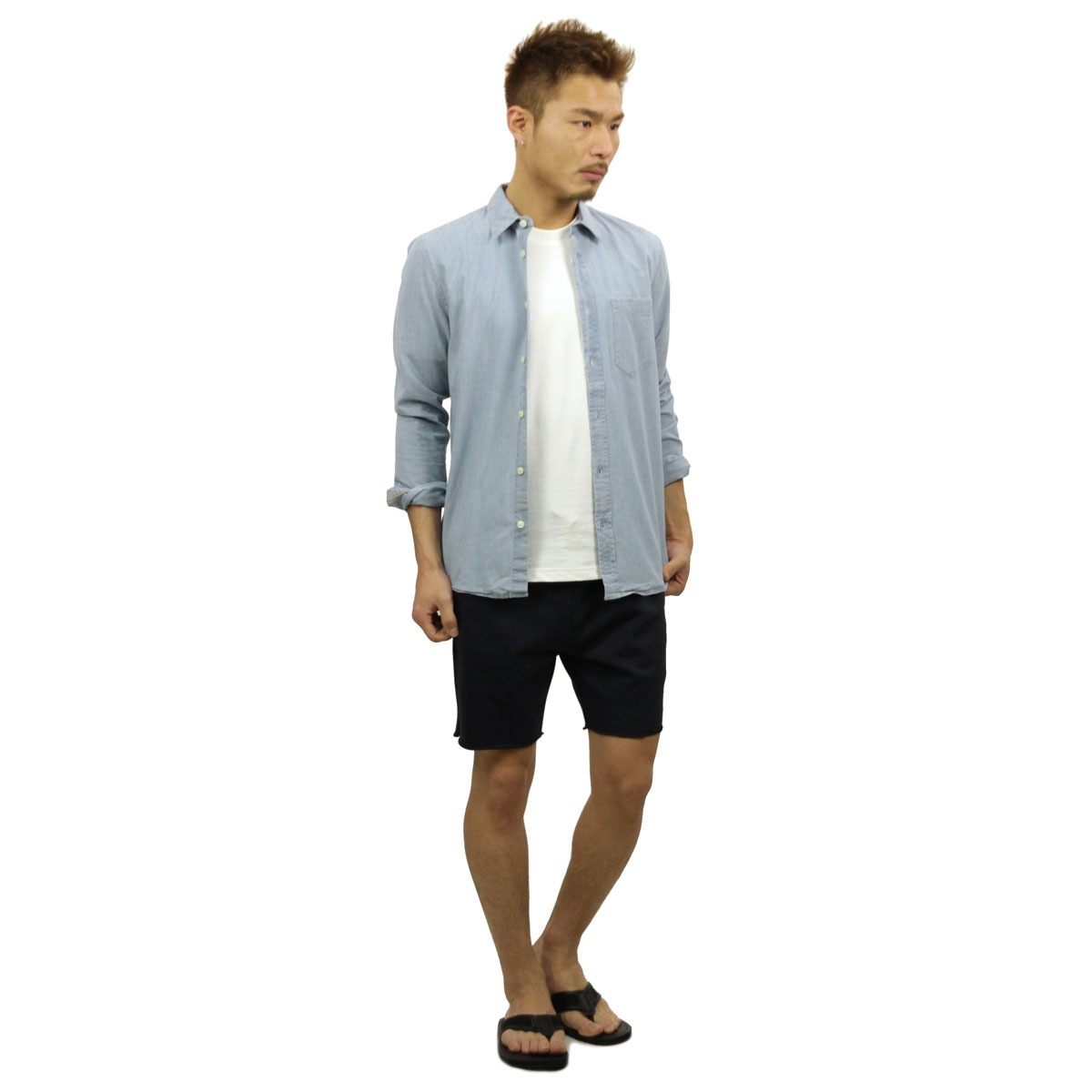 ̡ǥ Nudie Jeans Ź  Ĺµ֥졼 HENRY CHAMBRAY SHIRT INDIGO B21 140539 A62B B1C C1D D6E E07F