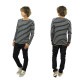 ̡ǥ T  Ź Nudie Jeans ĹµT Otto Raglan Sleeve Organic Melange Stripe 131246 Blue/Greymel D15S25