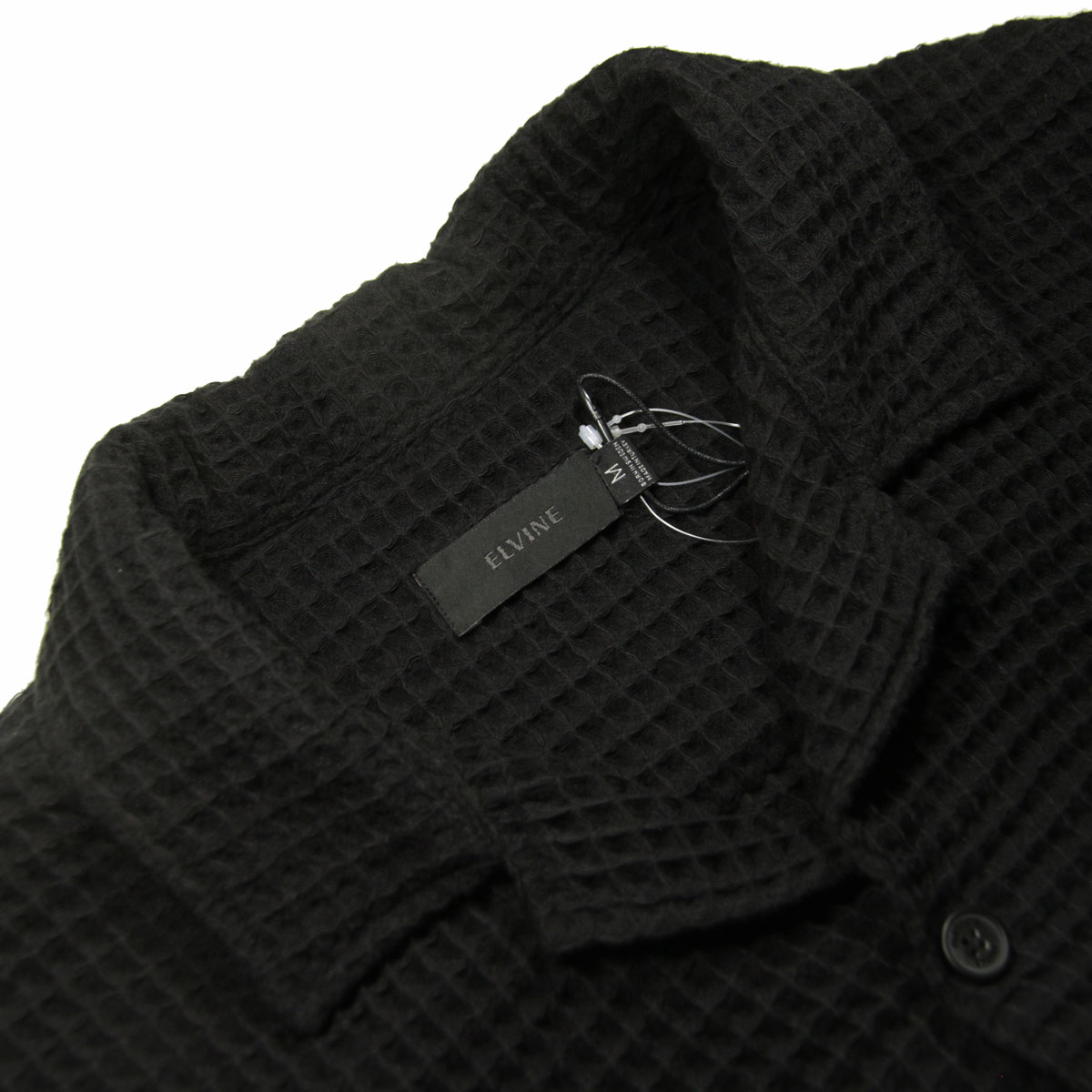 ����Х��� ��� Ⱦµ����� ��������Ź ELVINE �ܥ�������� ��åե����� ���ߥ���� KILIAN RELAXED FIT WAFFLE SHORT SLEEVE SHIRT 330771 110 BLACK