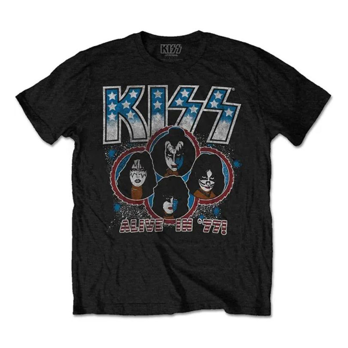 �ߥ塼���å��ƥ� ��� �Х��T����� ������ MUSIC TEE Ⱦµ ���å�T����� ���å� ���饤�֡�����77 KISS ALIVE 77 MUSIC ROCK TEE BLACK