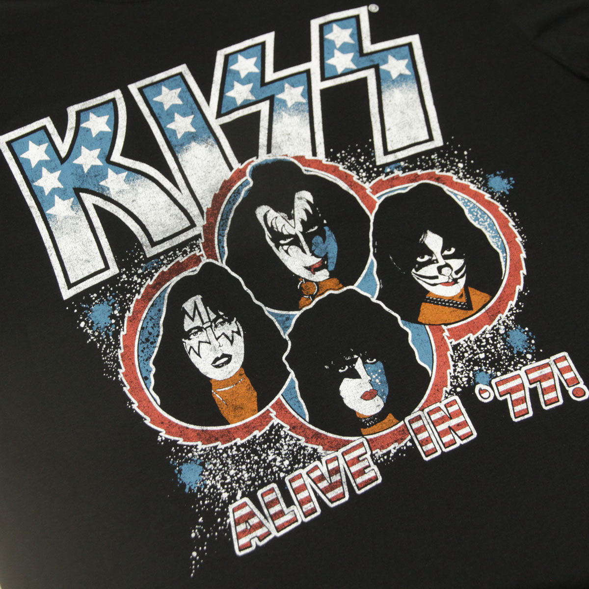 �ߥ塼���å��ƥ� ��� �Х��T����� ������ MUSIC TEE Ⱦµ ���å�T����� ���å� ���饤�֡�����77 KISS ALIVE 77 MUSIC ROCK TEE BLACK