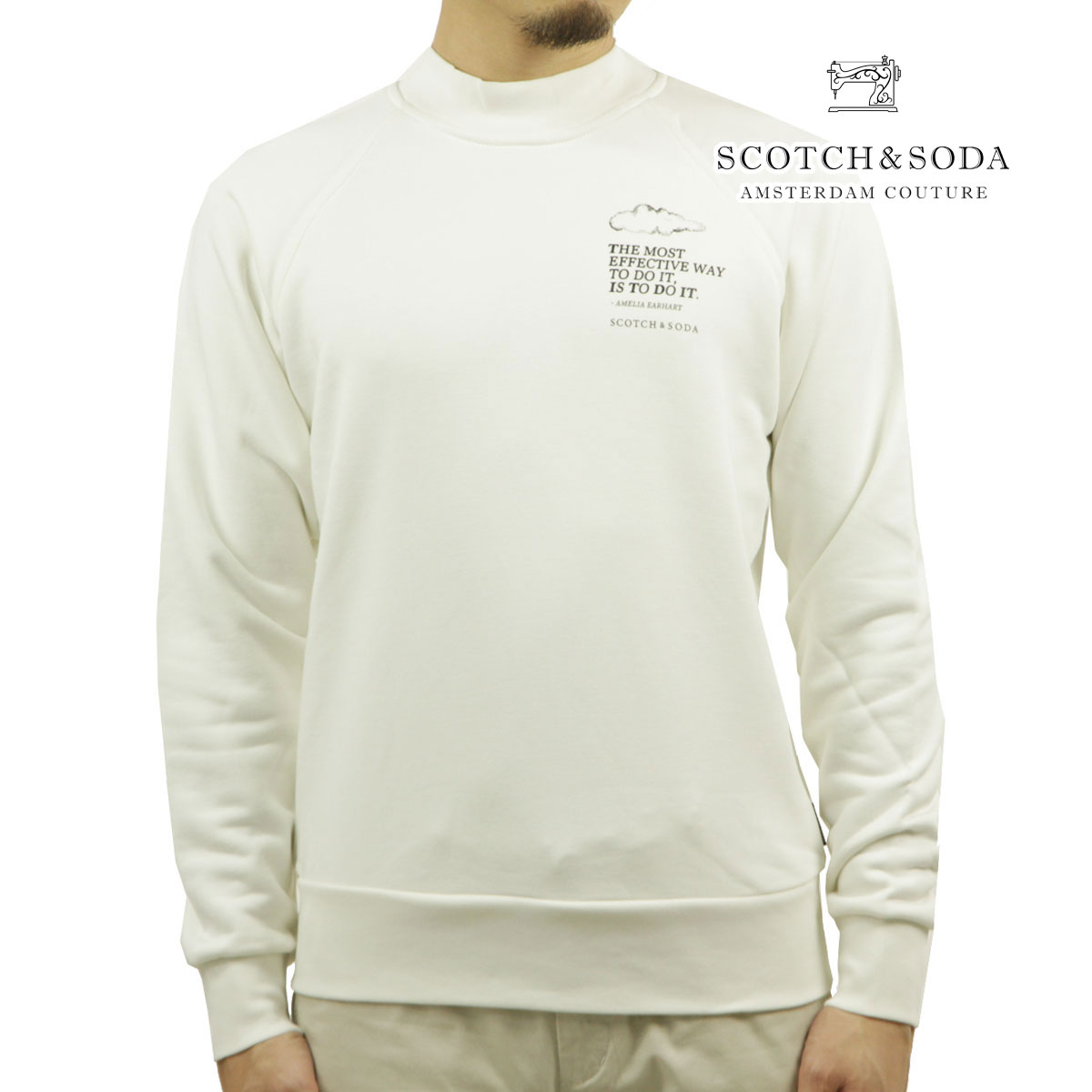スコッチアンドソーダ メンズ スウェット 正規販売店 SCOTCH＆SODA クルーネック トレーナー CREWNECK SWEAT CONTAINS 164107 0001 OFF WHTE クリスマス プレゼント ラッピング スコッチアンドソーダ メンズ スウェット 正規販売店 SCOTCH＆SODA