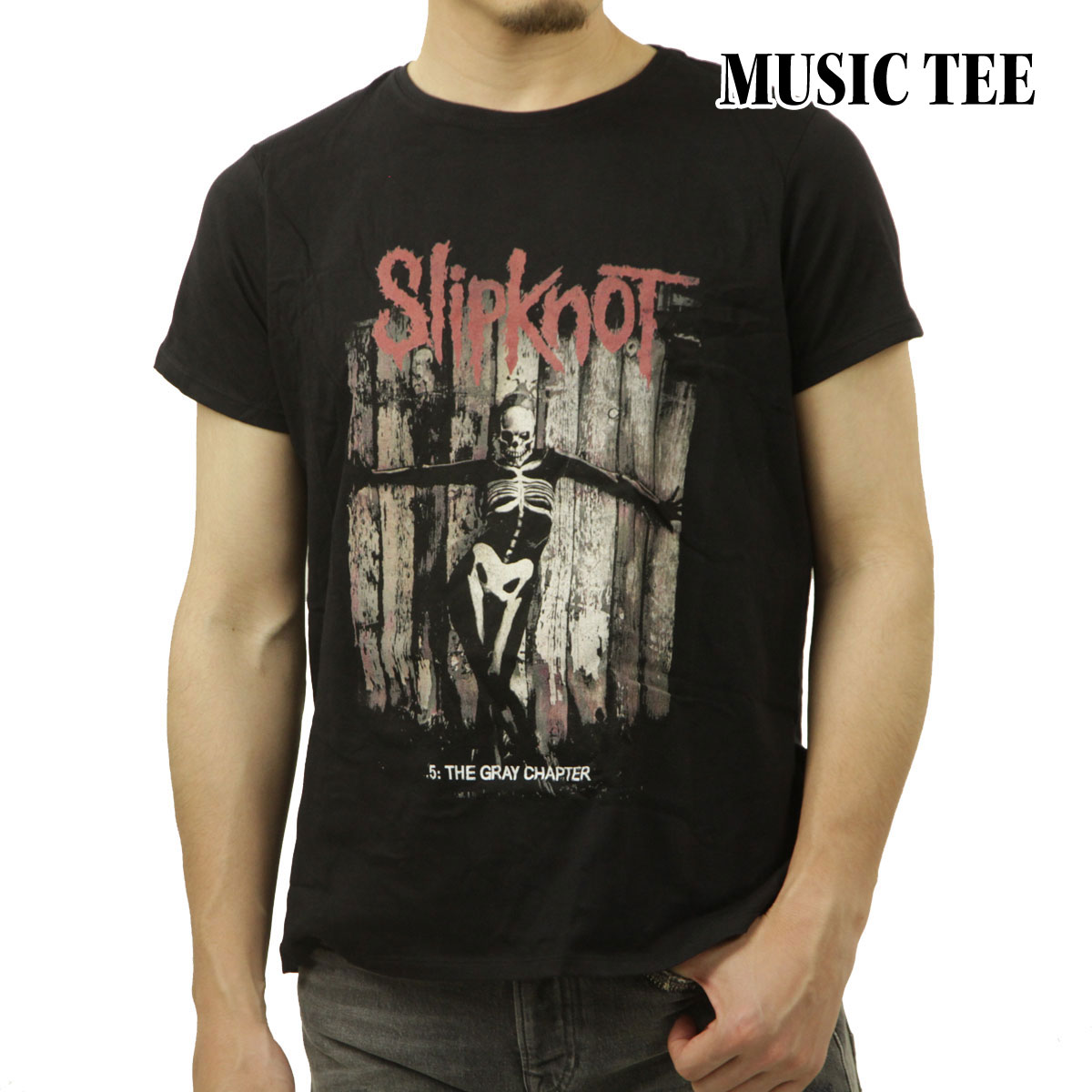 ߥ塼åƥ  ХT  MUSIC TEE Ⱦµ åT åץΥå 쥤ץ SLIPKNOT GRAY CHAPTER MUSIC ROCK TEE BLACK