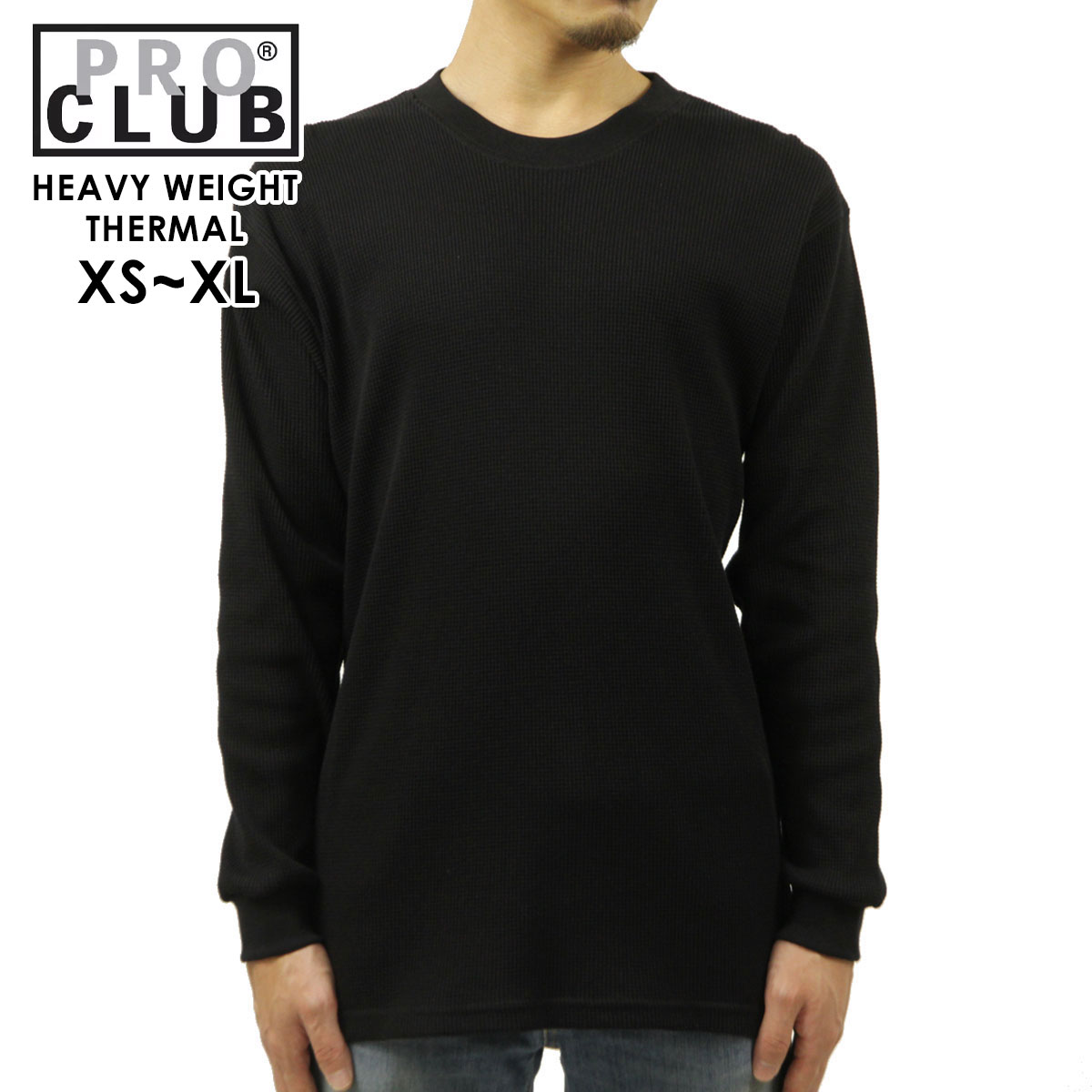 �ץ������ ����T ��� ������ PROCLUB ĹµT����� �����ޥ륷��� HEAVY WEIGHT COTTON LONG SLEEVE THERMAL TOP BLACK #115  �礭�������� AB6B B1C C1D D2E E13F
