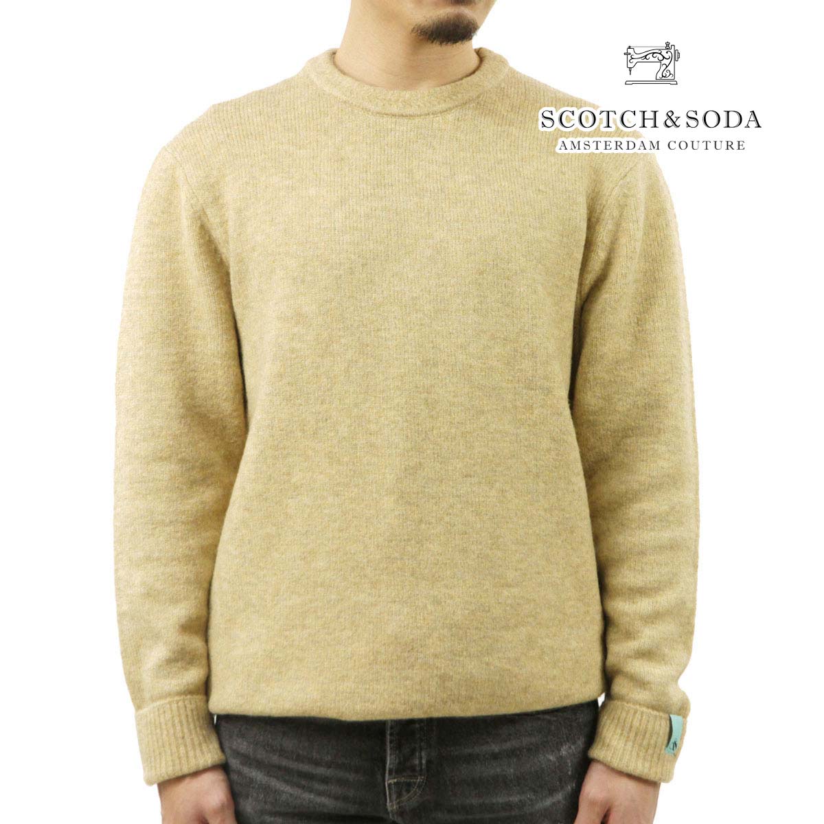 スコッチアンドソーダ メンズ セーター 正規販売店 SCOTCH＆SODA クルーネック プルオーバー ニット M REGULAR FIT SOFTY-KNIT MELANGE PULL SWEATER 174603 0619 85408 32 CAMEL クリスマス プレゼント ラッピング スコッチアンドソーダ メンズ セーター 正規販売店 SCOTCH＆SODA