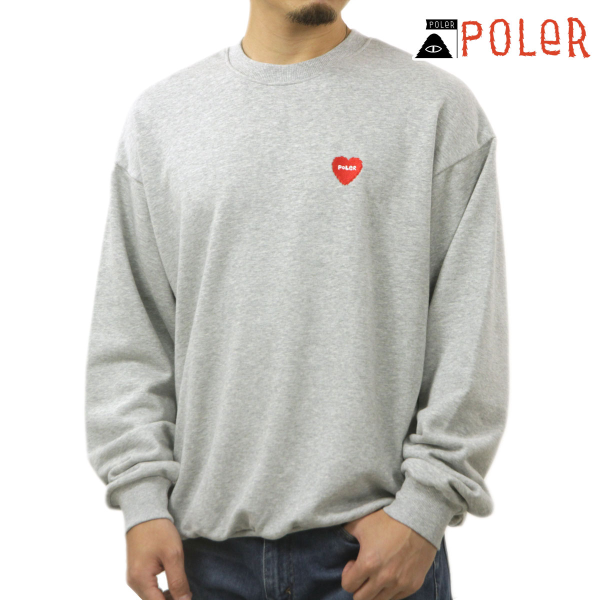 �ݡ��顼 ��� �������å� ��������Ź POLER ���롼�ͥå� �ȥ졼�ʡ� FURRY HEART CREW 253MCV0043-HGY HEATHER GRAY