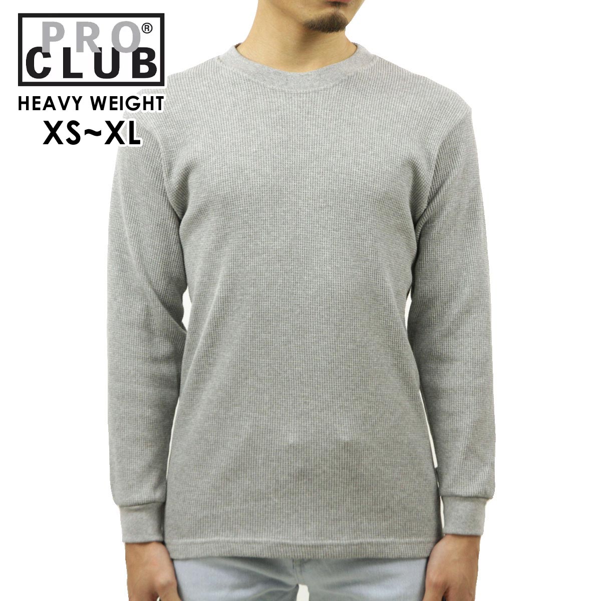 �ץ������ ����T ��� ������ PROCLUB ĹµT����� �����ޥ륷��� HEAVY WEIGHT COTTON LONG SLEEVE THERMAL TOP HEATHER GREY #115  �礭�������� AB6B B1C C1D D2E E02F
