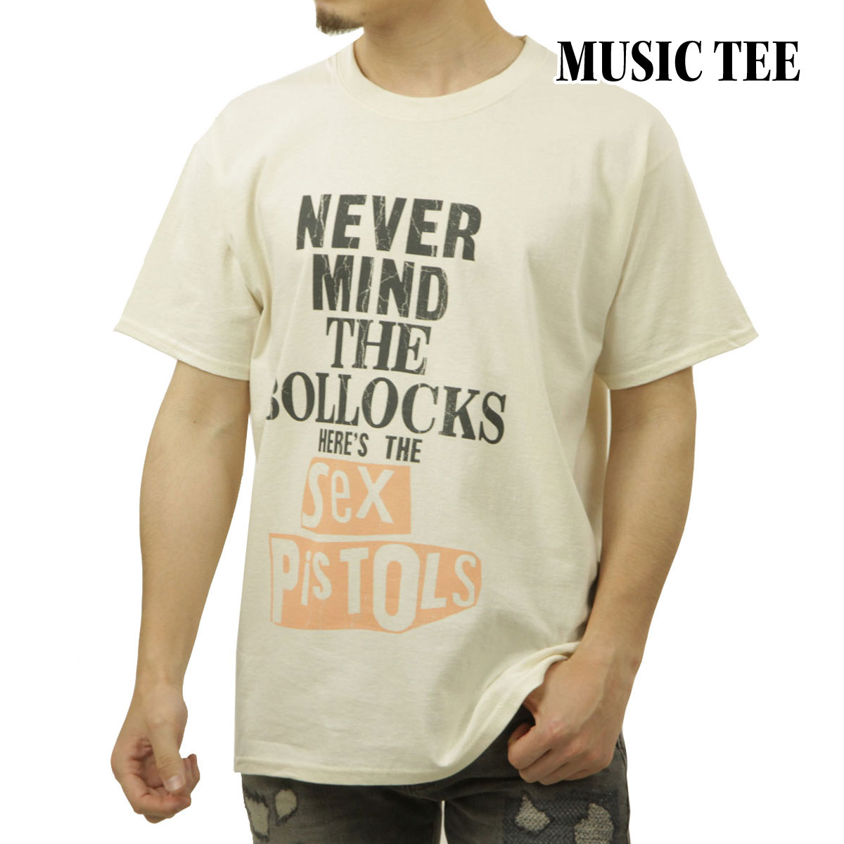 �ߥ塼���å��ƥ� ��� �Х��T����� ������ MUSIC TEE Ⱦµ ���å�T����� ���å������ԥ��ȥ륺 SEX PISTOLS BOLLOCKS DISTRESSED MUSIC ROCK TEE WHITE