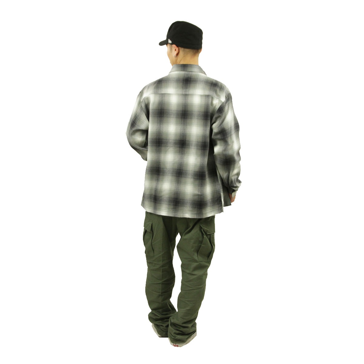 ȥå Ĺµ   CALTOP ACRYLIC OMBRE CHECK LONG SLEEVE SHIRTS Ĺµ ȥå å եͥ륷 ͥ륷 ֥ ɥ 2000LS GREY / WHITE AC3B B1C C1D D6E E02F