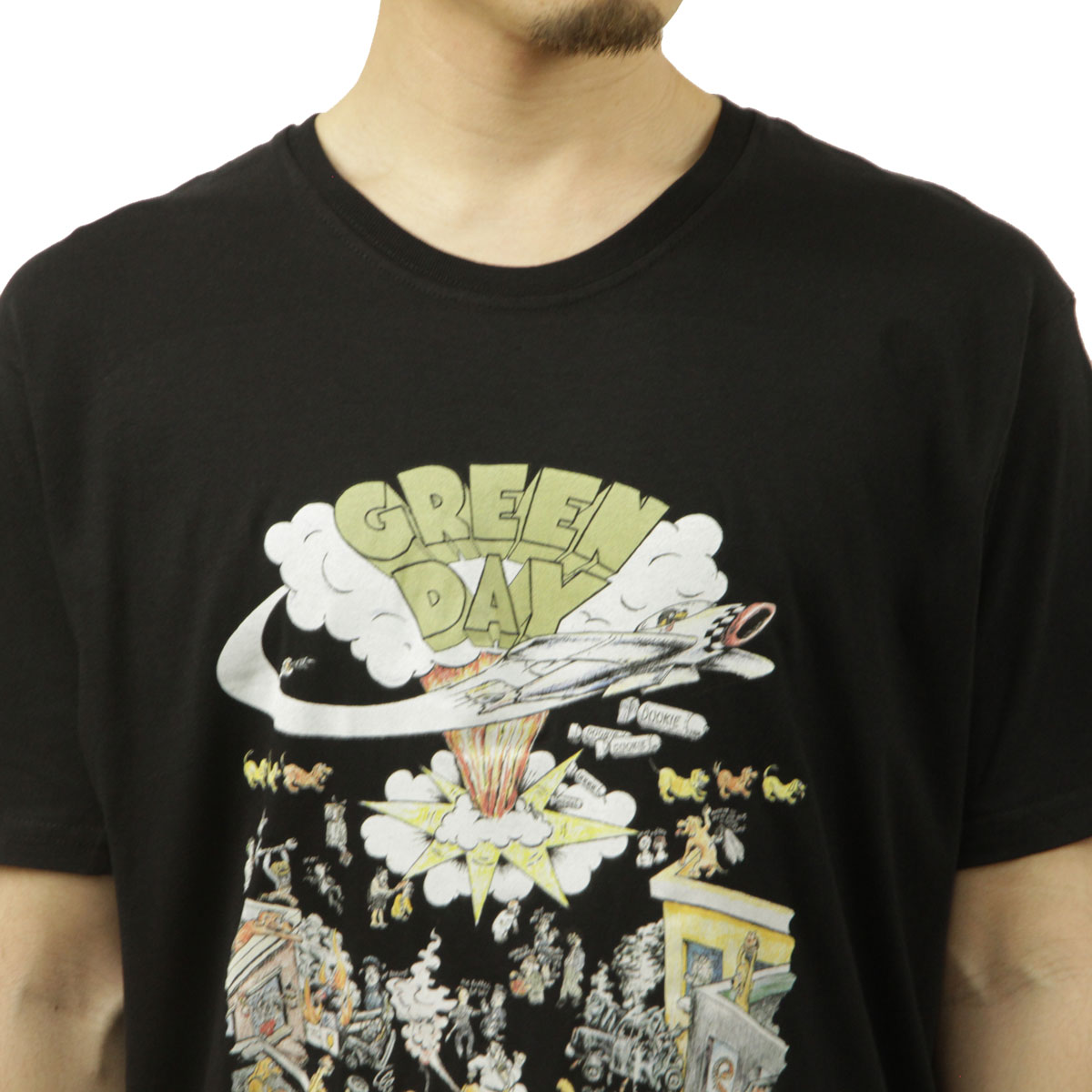 �ߥ塼���å��ƥ� ��� �Х��T����� ������ MUSIC TEE Ⱦµ ���å�T����� ���꡼�󡦥ǥ� GREEN DAY 1994 TOUR MUSIC ROCK TEE BLACK