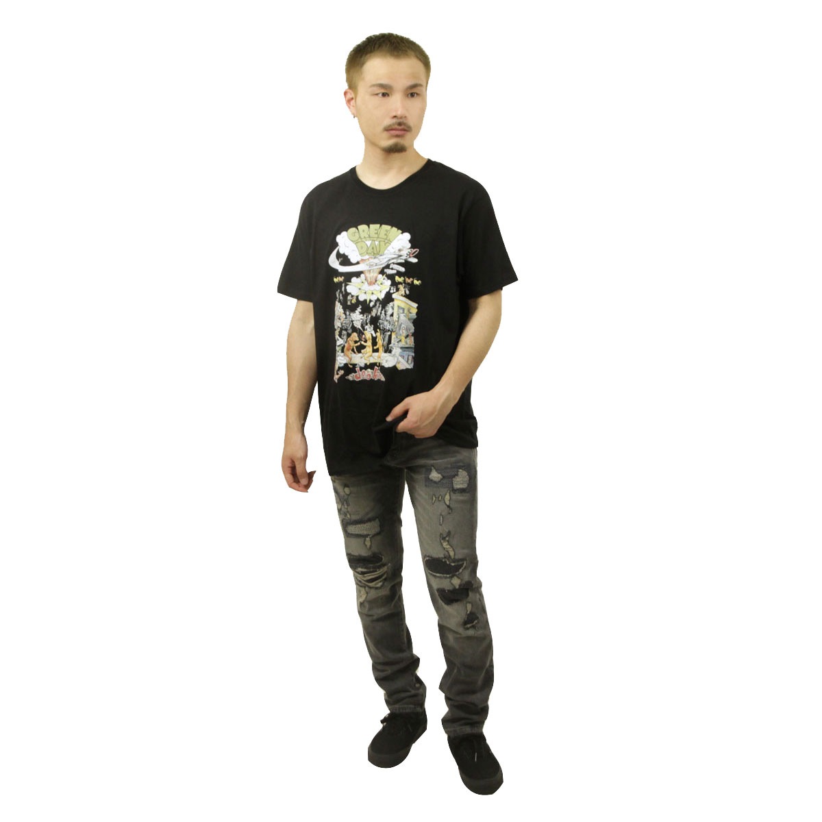 �ߥ塼���å��ƥ� ��� �Х��T����� ������ MUSIC TEE Ⱦµ ���å�T����� ���꡼�󡦥ǥ� GREEN DAY 1994 TOUR MUSIC ROCK TEE BLACK