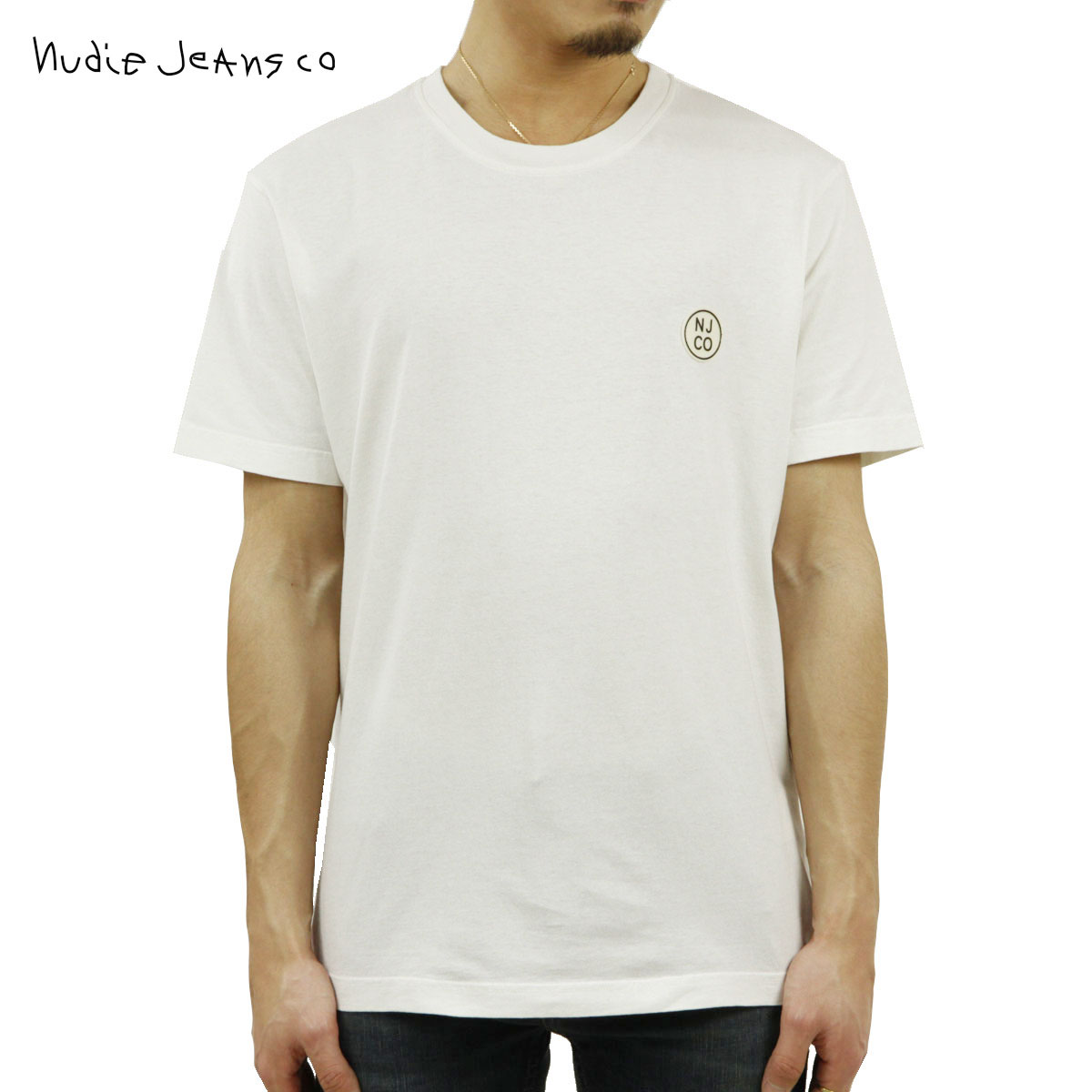 ̡ǥ T  Ź Nudie Jeans ȾµT ̵ UNO NJCO CIRCLE CREW TEE CHALK WHITE W47 131680 A62B B1C C1D D1E E01F
