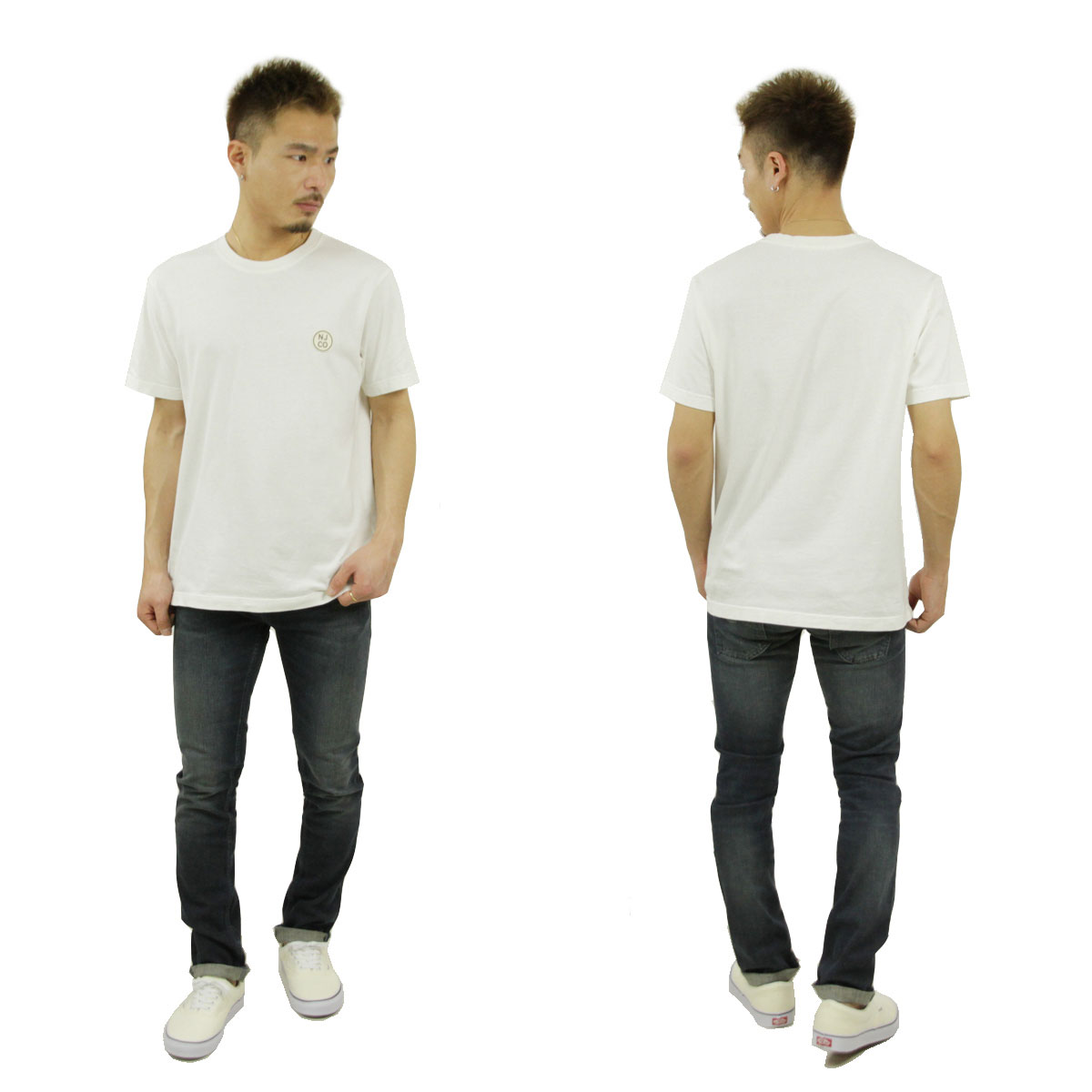 ̡ǥ T  Ź Nudie Jeans ȾµT ̵ UNO NJCO CIRCLE CREW TEE CHALK WHITE W47 131680 A62B B1C C1D D1E E01F