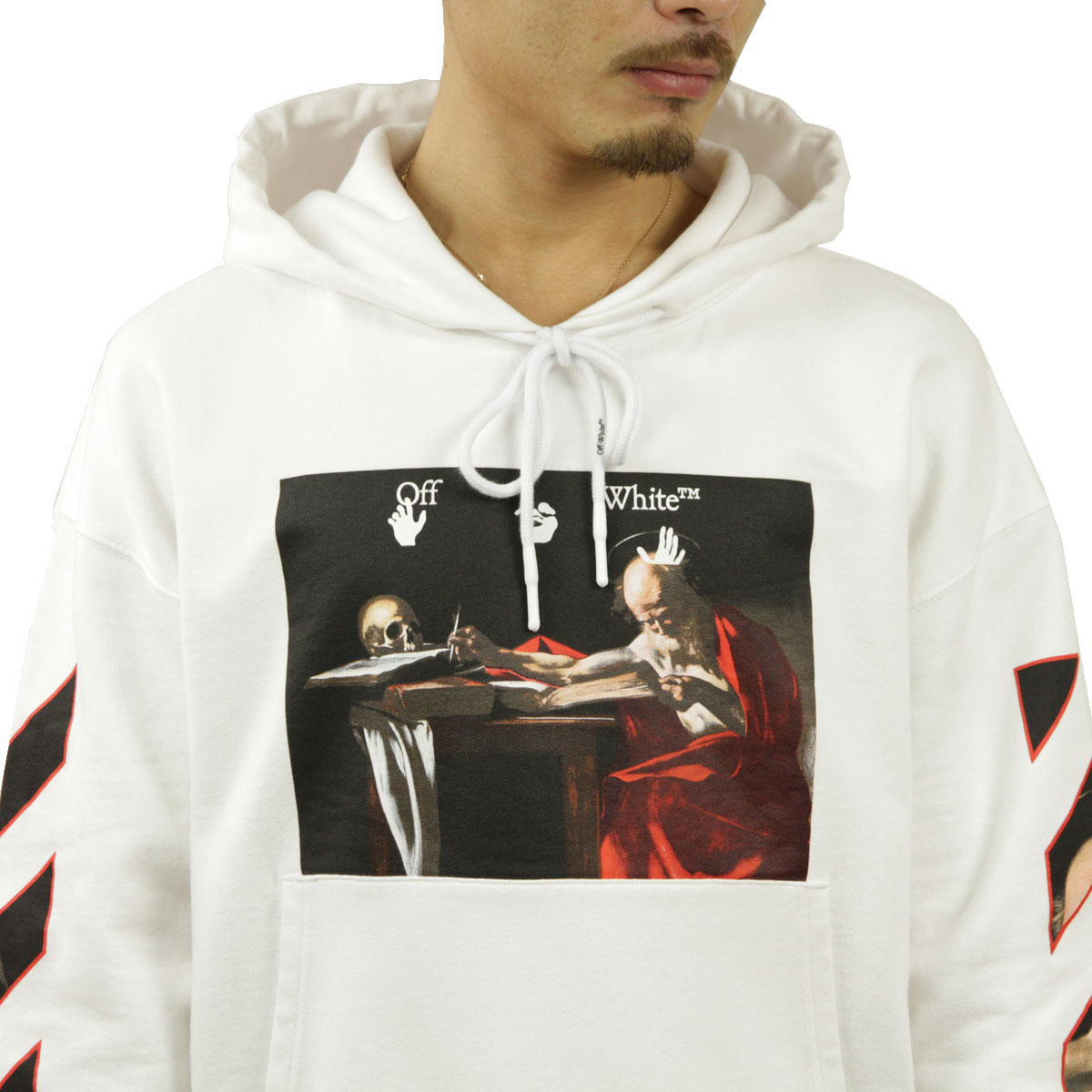 եۥ磻 ѡ   OFF-WHITE ץ륪Сѡ Хå Хåץ CARAVAGGIO OVER PULLOVER HOODIE WHITE RED 0125 OMBB037R21FLE0020125 AB3B B1C C1D D5E E01F