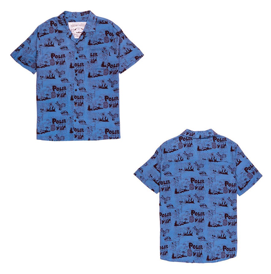 �ݡ��顼 ��� �����ϥ���� ��������Ź POLER Ⱦµ ���ߥ���� �����奢�� ALOHA SHIRT SHORT SLEEVE APM3002 MYSTIC PORTAL BLUE