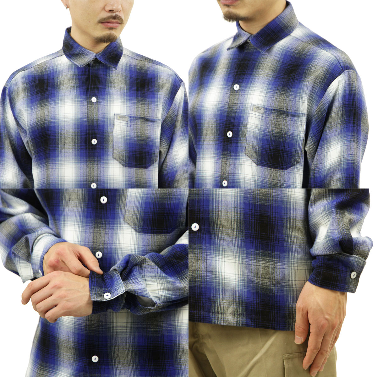 ȥå Ĺµ   CALTOP ACRYLIC OMBRE CHECK LONG SLEEVE SHIRTS Ĺµ ȥå å եͥ륷 ͥ륷 ֥ ɥ 2000LS ROYAL / WHITE AC3B B1C C1D D6E E07F