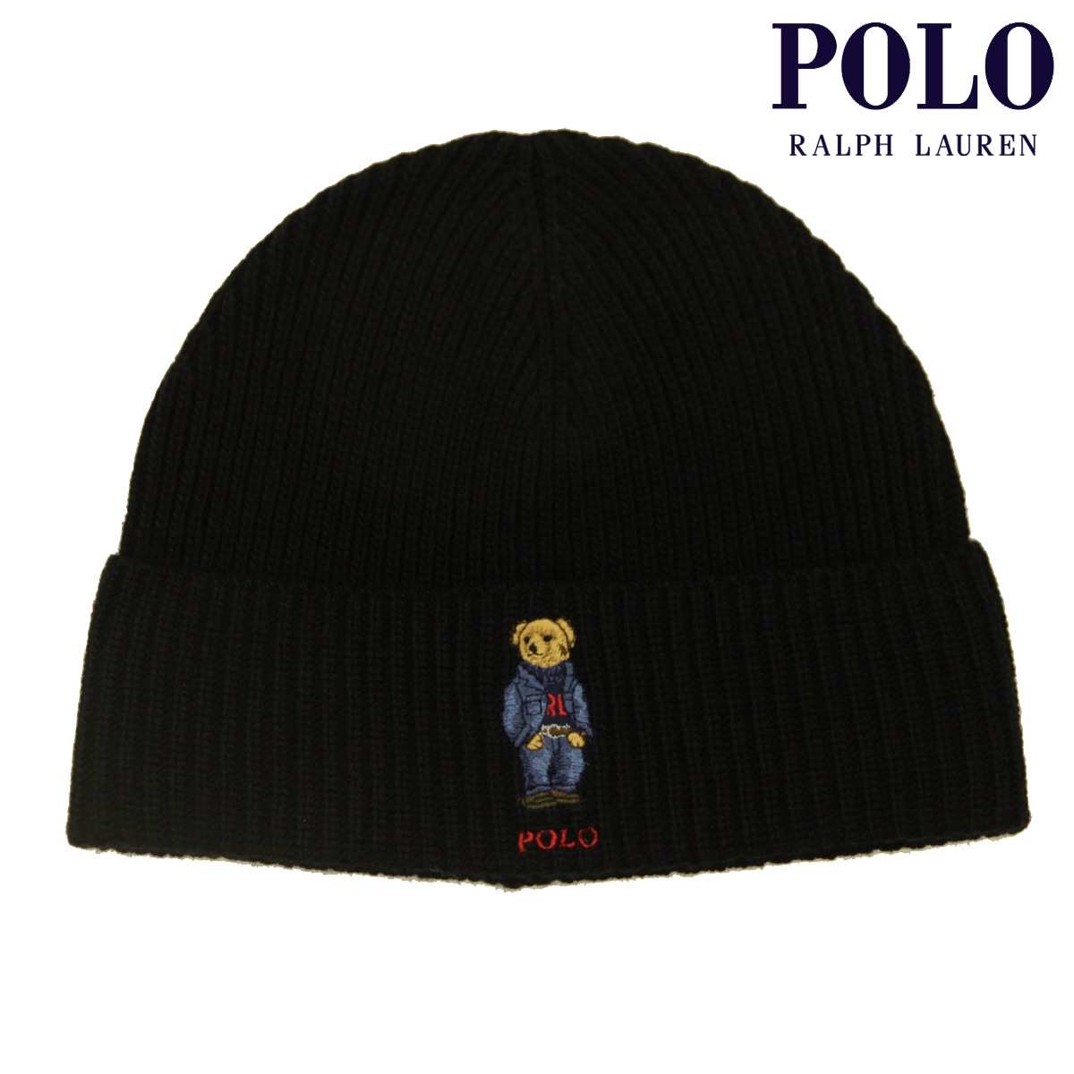�ݥ� ���ե������ ��� ��ǥ����� �˥åȥ���å� ������ POLO RALPH LAUREN �ݥ��٥� �˥å�˹ �ӡ��ˡ� SOLID DENIM BEAR BEANIE PC1268 001 POLO BLACK