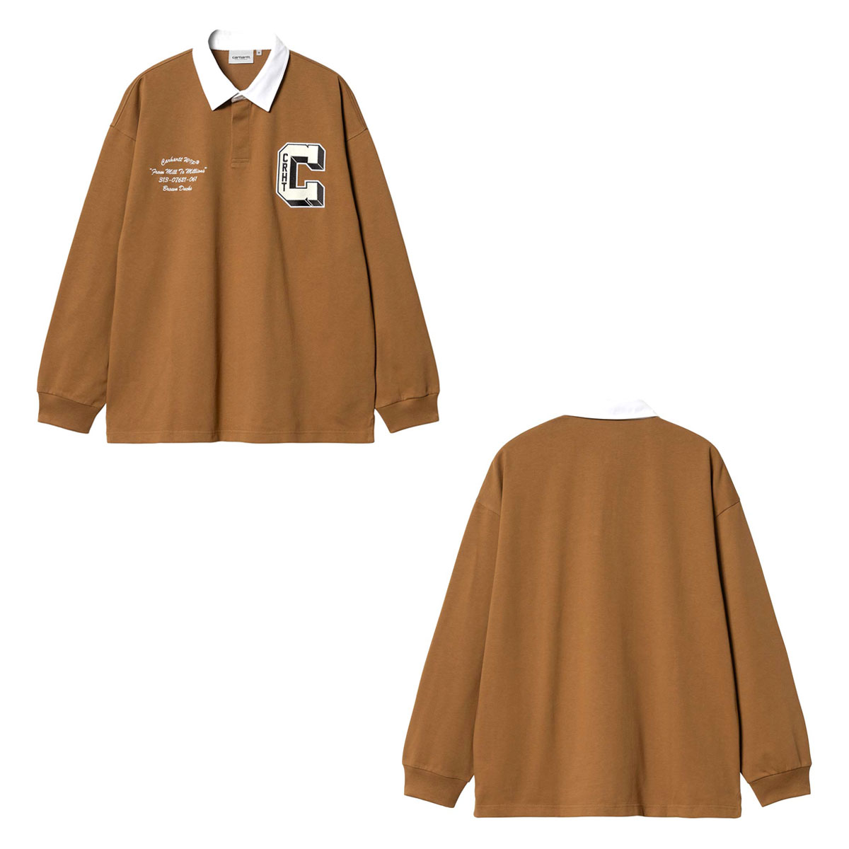 �����ϡ��� ��� �饬������� ������ CARHARTT WIP Ĺµ����� ���åȥ� LONG SLEEVE BROWN DUCKS RUGBY SHIRT HAMILTON BROWN / WHITE I033832 2IQXX