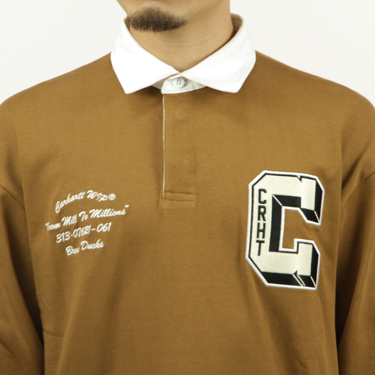 �����ϡ��� ��� �饬������� ������ CARHARTT WIP Ĺµ����� ���åȥ� LONG SLEEVE BROWN DUCKS RUGBY SHIRT HAMILTON BROWN / WHITE I033832 2IQXX