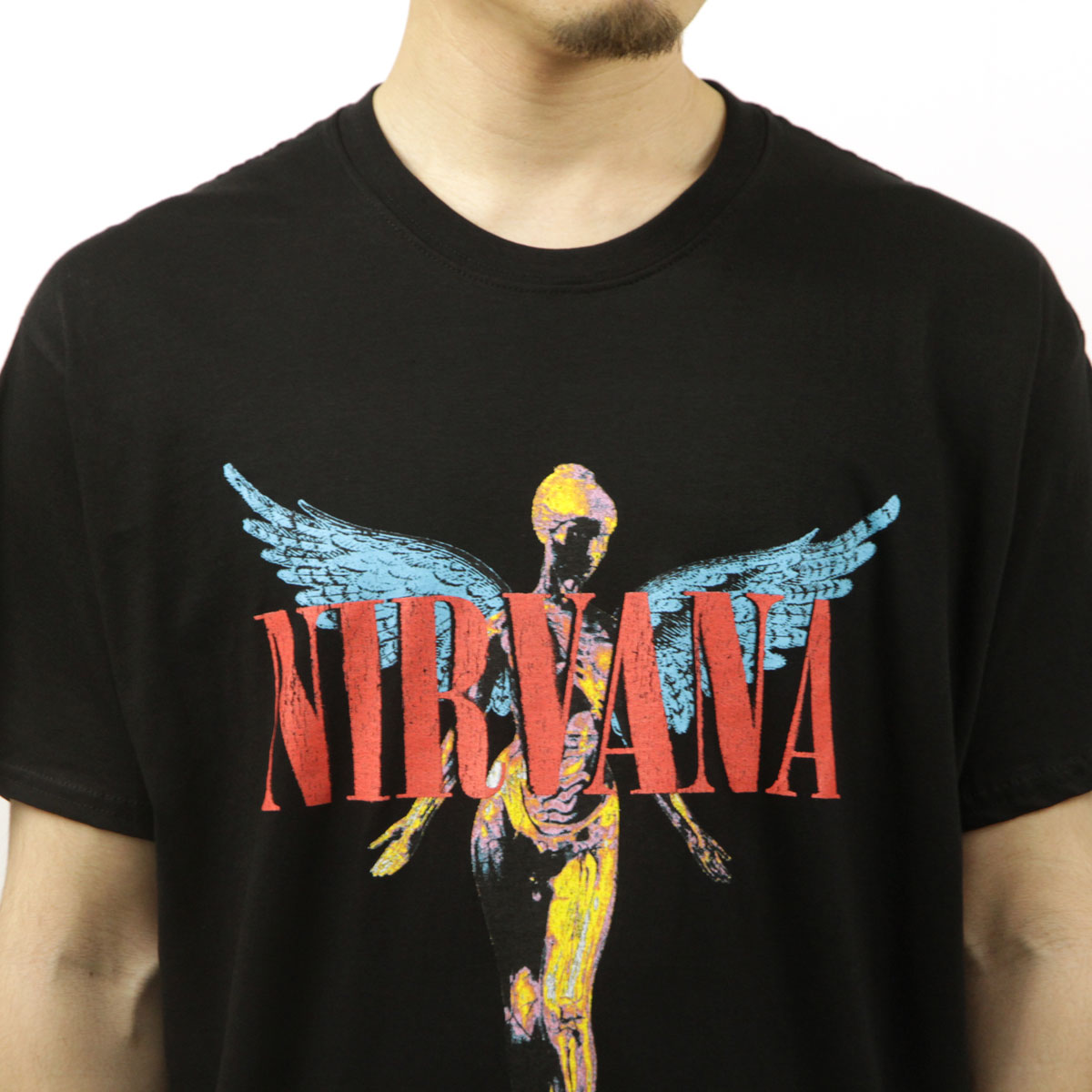 �ߥ塼���å��ƥ� ��� �Х��T����� ������ MUSIC TEE Ⱦµ ���å�T����� �˥�������� NIRVANA ANGELIC MUSIC ROCK TEE BLACK AB5B B1C C1D D1E E13F